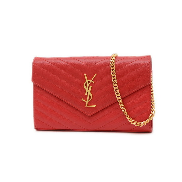 Saint Laurent Paris Cassandra Chain Wallet Red Leather - Picture 1 of 9